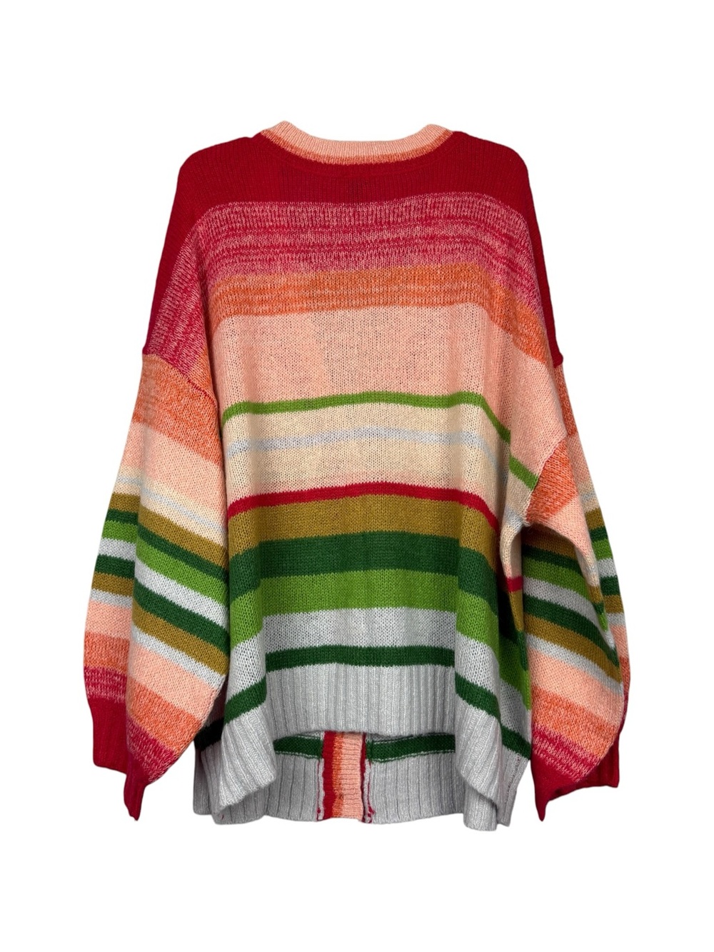 Torrid Wool Blend Striped Multicolor Puff Sleeve Cardigan - Picture 3 of 6